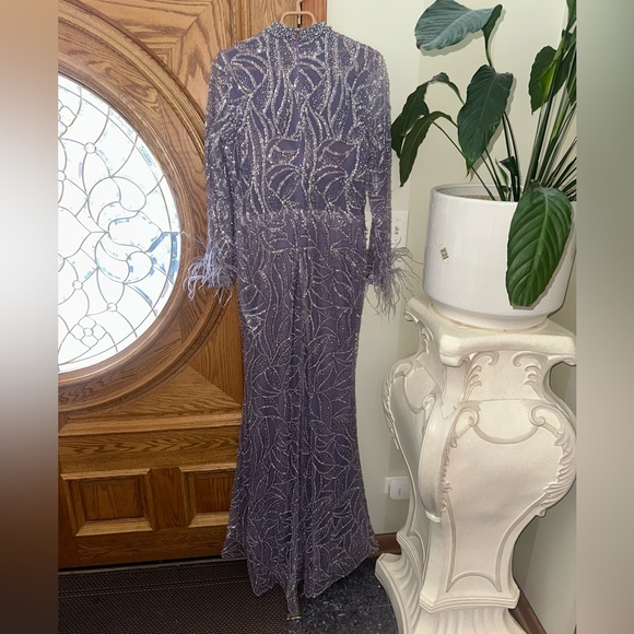 Elegant Purple Beaded Gown - Picture 2 of 4